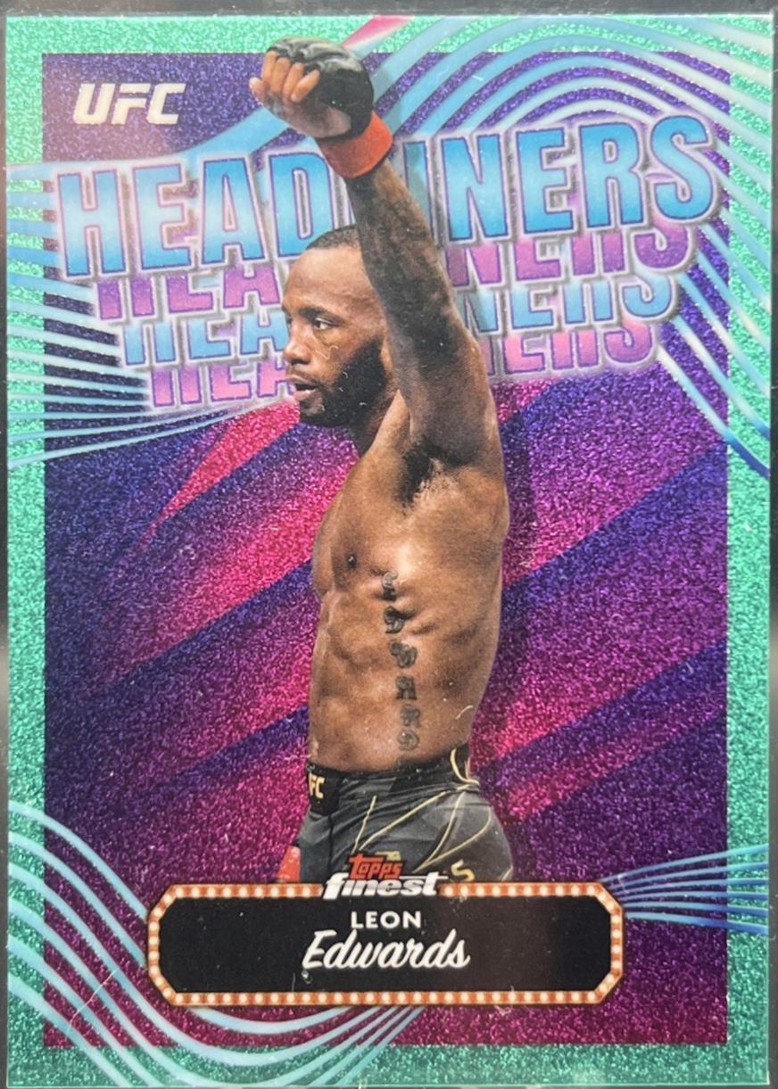 Leon Edwards 2024 Topps Finest UFC Headliners #HDL-4 Aqua Glitter Refractor