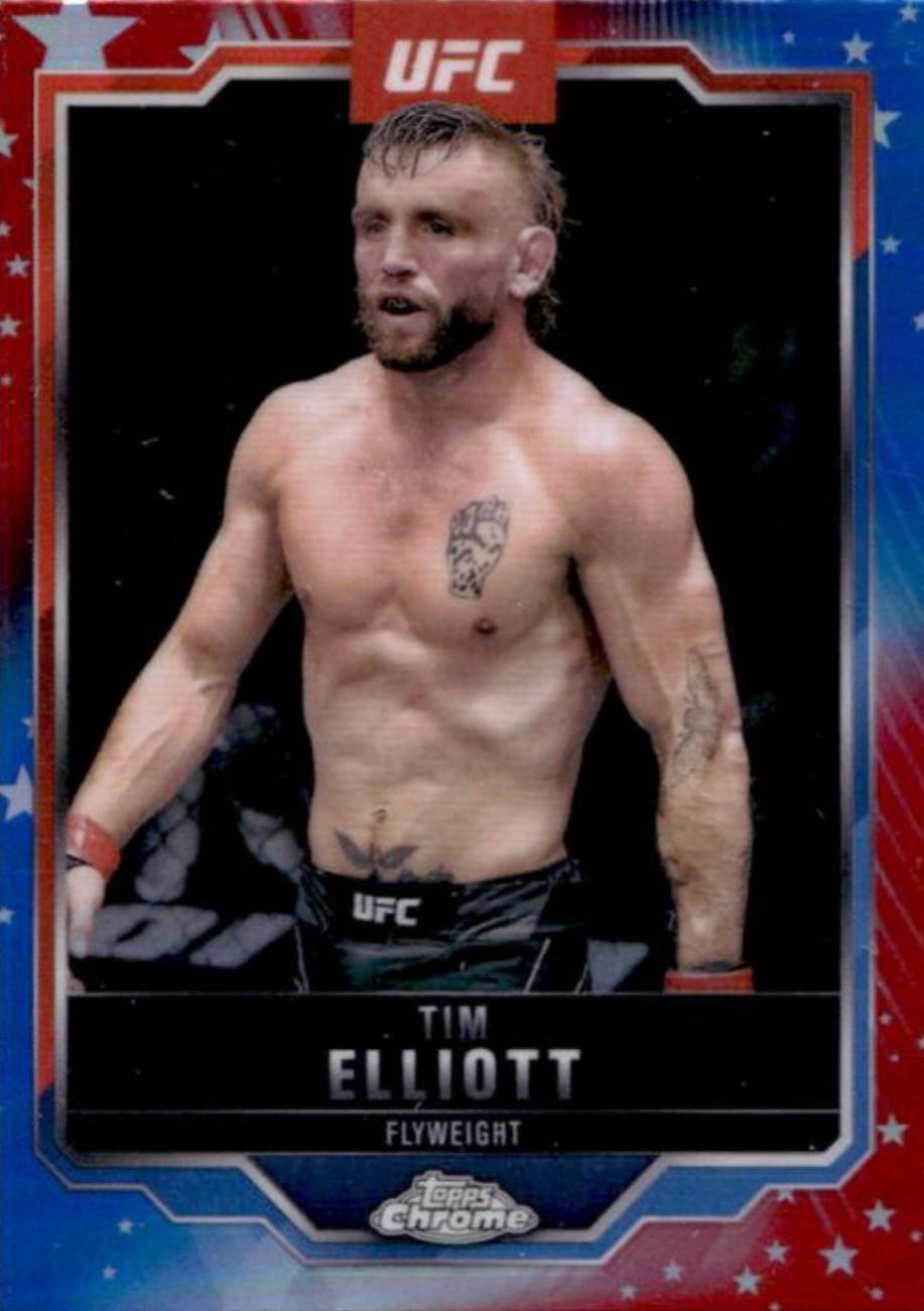 Tim Elliott 2025 Topps Chrome UFC Base #57 Red White Blue Refractor