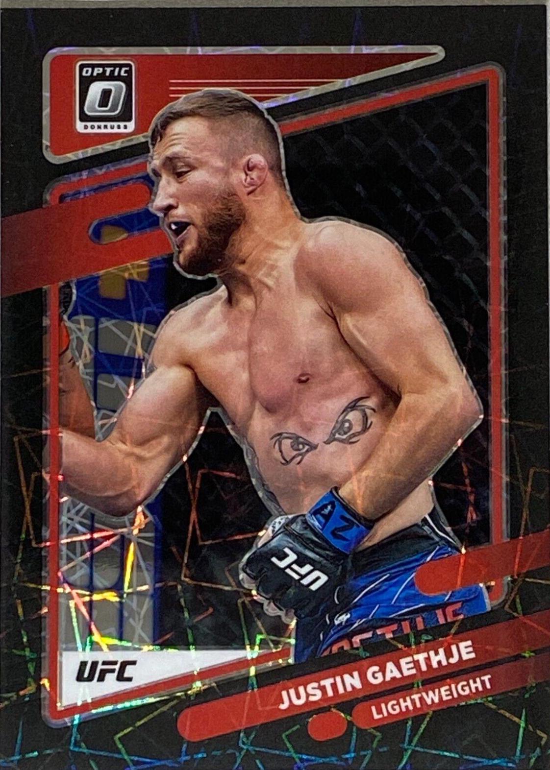 Justin Gaethje 2022 Panini Donruss Optic UFC Base #98 Black Velocity