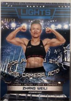 Zhang Weili 2024 Topps Knockout UFC Lights (Lights, Camera, Action) #LTS-3 Blue