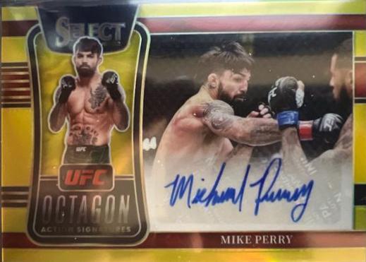 Mike Perry 2022 Panini Select UFC Octagon Action Signatures #37 Gold