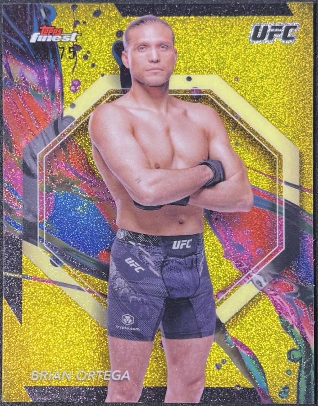 Brian Ortega 2024 Topps Finest UFC Base Common #44 Yellow Glitter Refractor