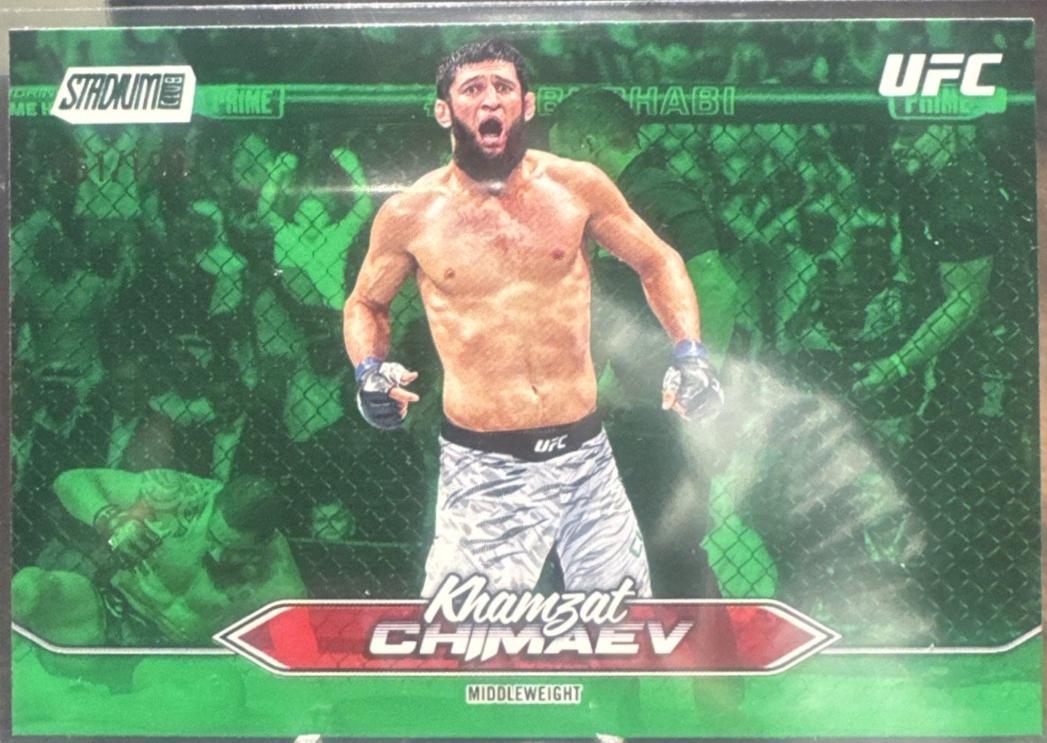 Khamzat Chimaev 2025 Topps Stadium Club UFC Base Chrome #C-90 Green Refractor