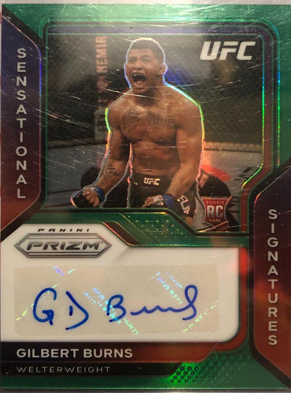 Gilbert Burns 2021 Panini Prizm UFC Sensational Signatures #8 Green
