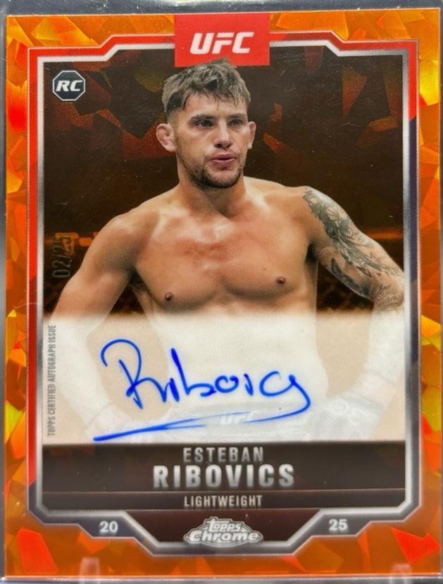 Esteban Ribovics 2025 Topps Chrome UFC Chrome Rookie Autographs #CRA-ER Orange Refractor