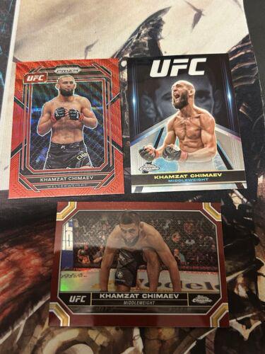 Khamzat Chimaev 2024 Topps Chrome UFC Base #114 Red Refractor