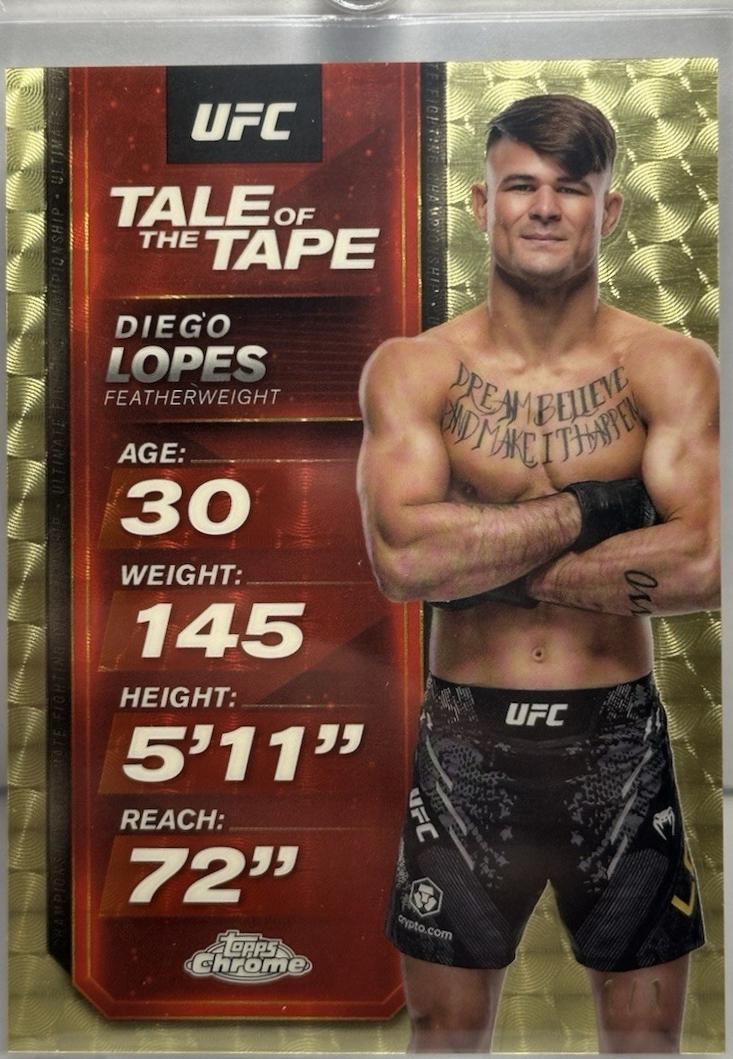 Diego Lopes 2025 Topps Chrome UFC Tale of the Tape #TTT-17 Superfractor