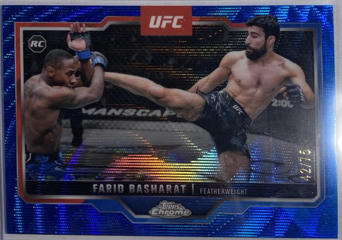 Farid Basharat 2025 Topps Chrome UFC Base #132 Blue Wave Refractor