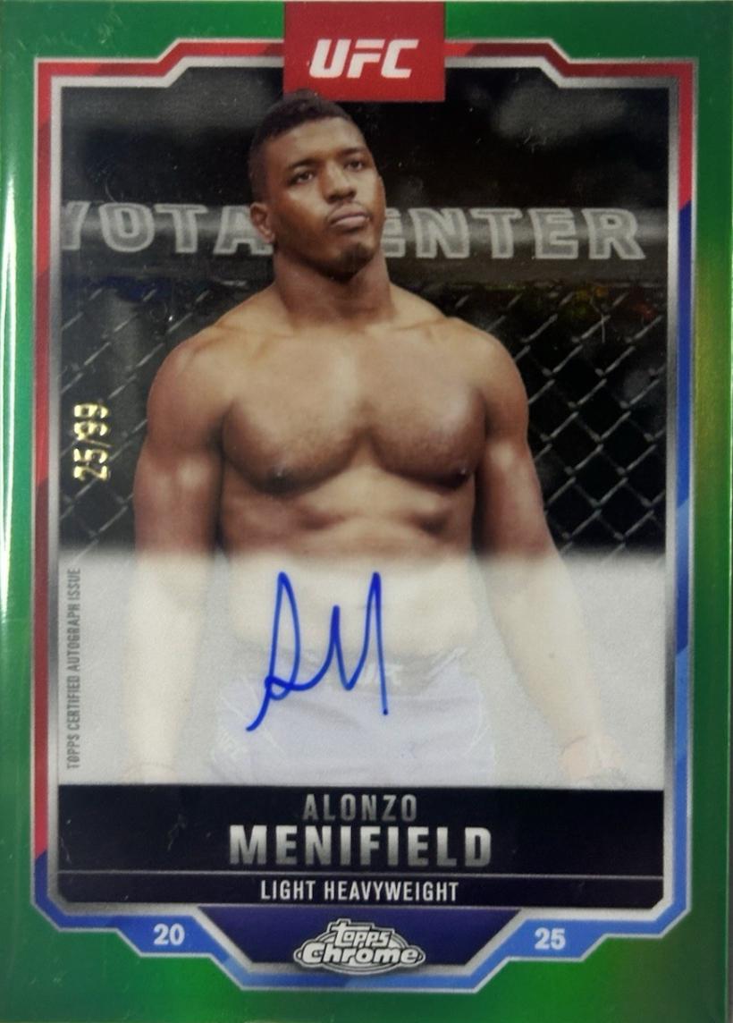 Alonzo Menifield 2025 Topps Chrome UFC Chrome Veteran Autographs #CVA-AM Green Refractor