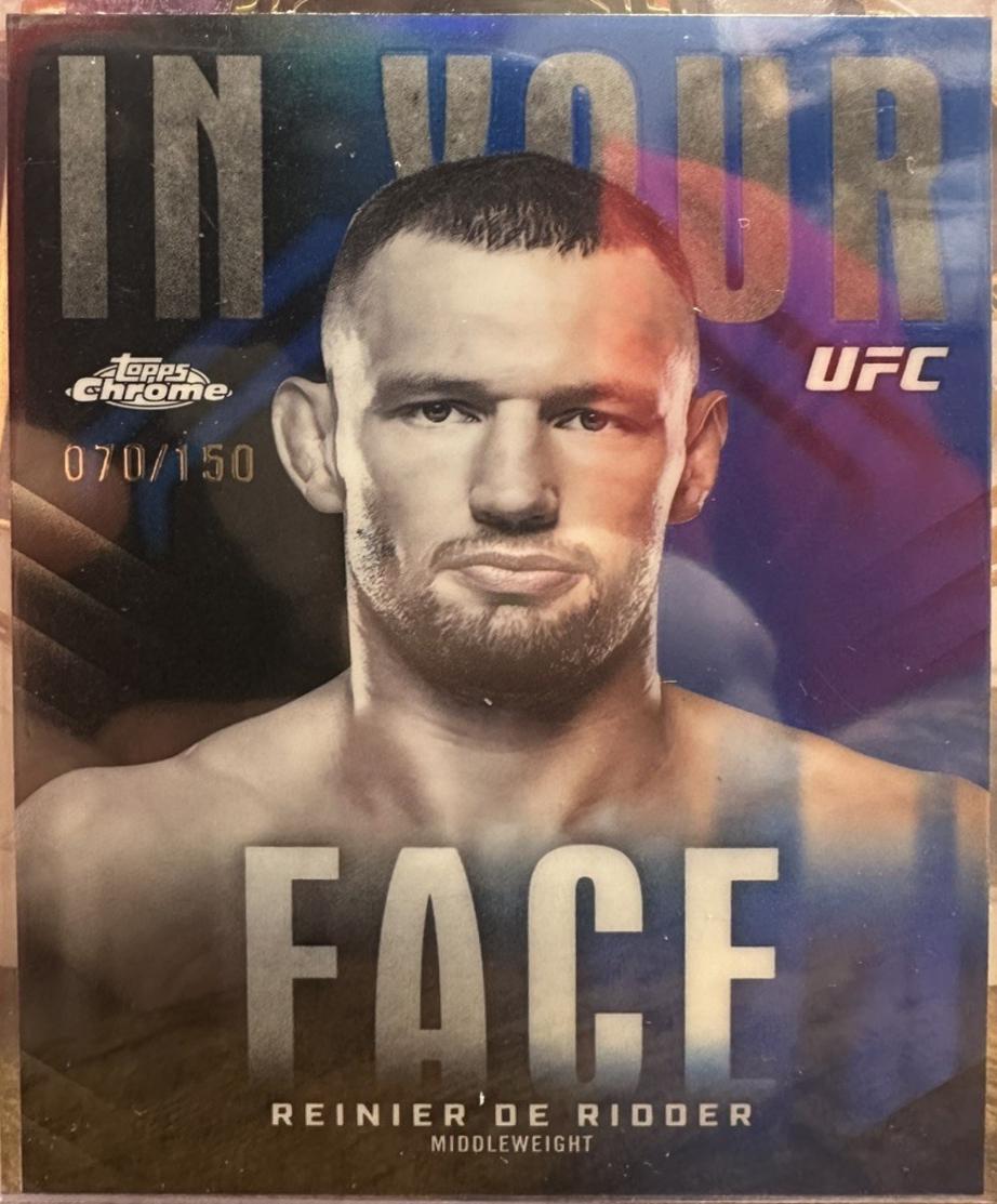 Reinier de Ridder 2026 Topps Chrome UFC In Your Face #IYF-2 Blue Refractor