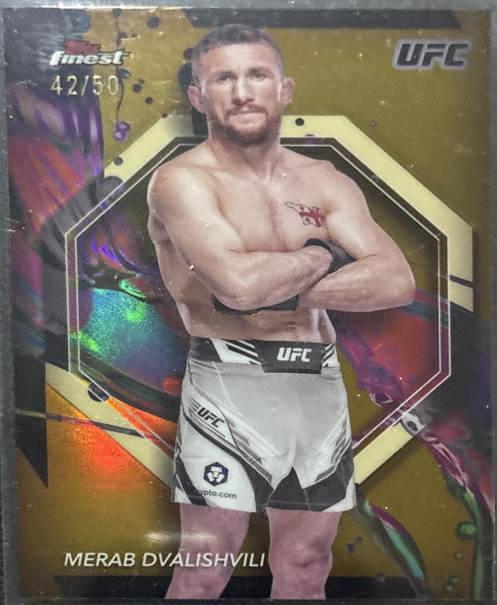 Merab Dvalishvili 2024 Topps Finest UFC Base Common #93 Gold Refractor