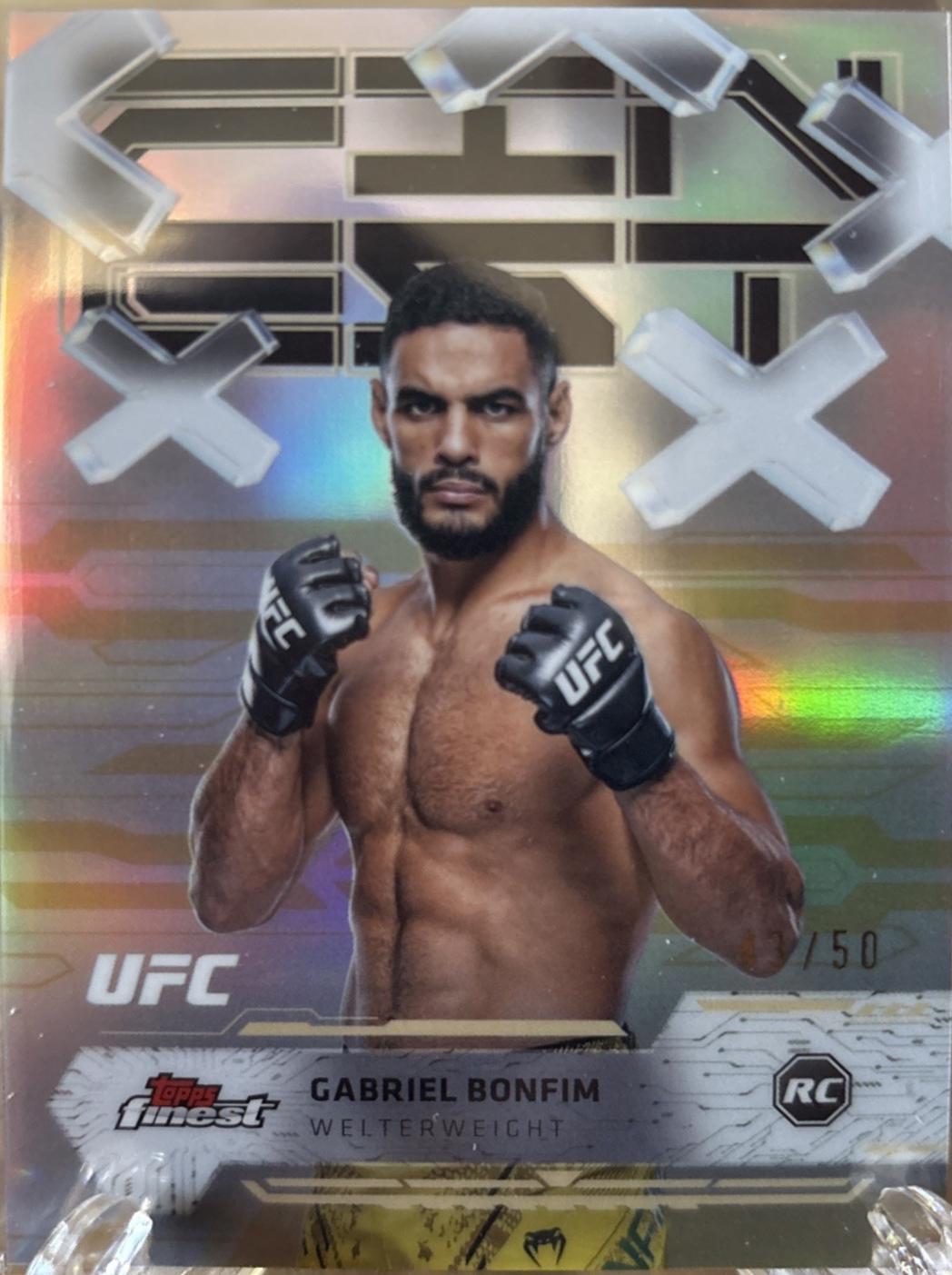 Gabriel Bonfim 2025 Topps Finest UFC Base Common #63 Gold Refractor
