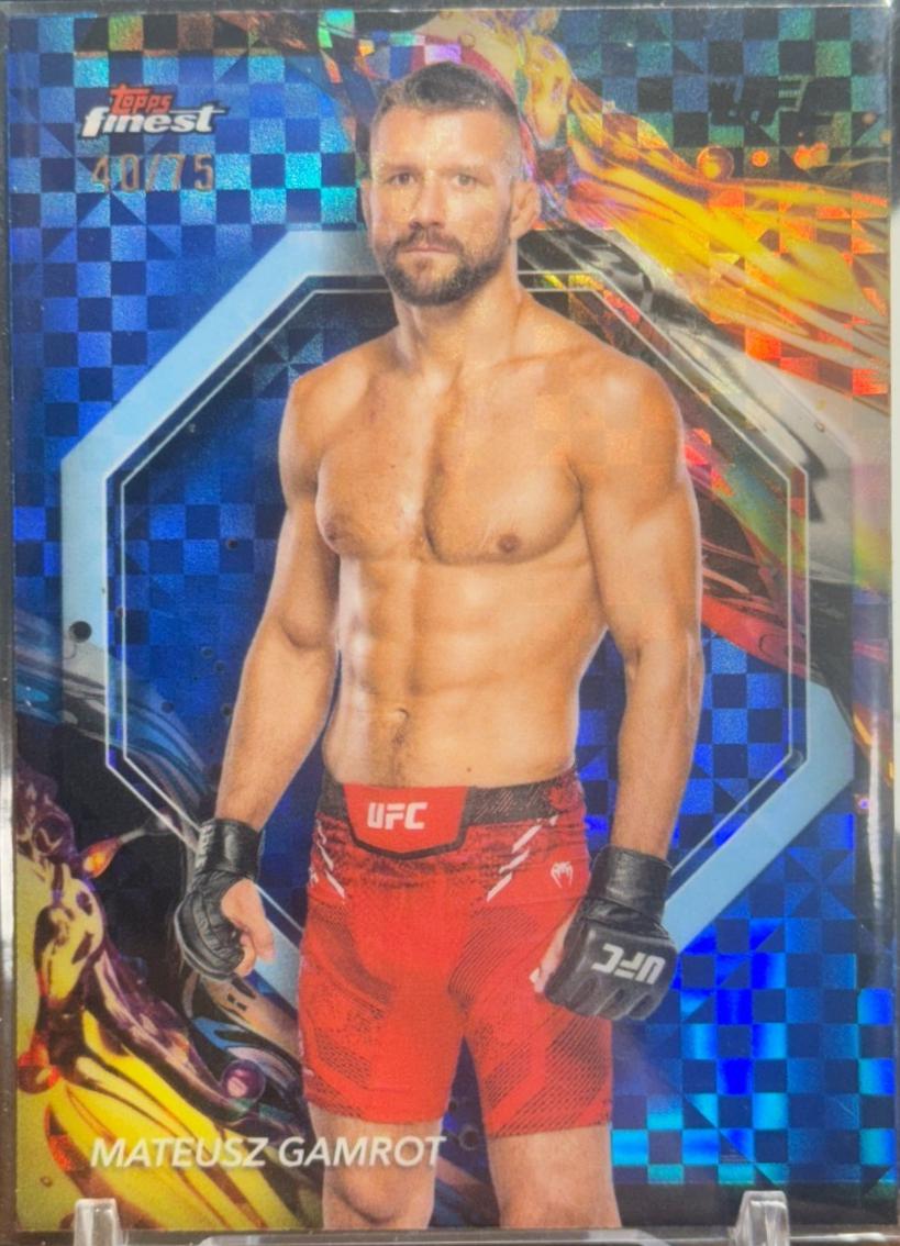 Mateusz Gamrot 2024 Topps Finest UFC Base Uncommon #106 Blue Checkerboard Refractor