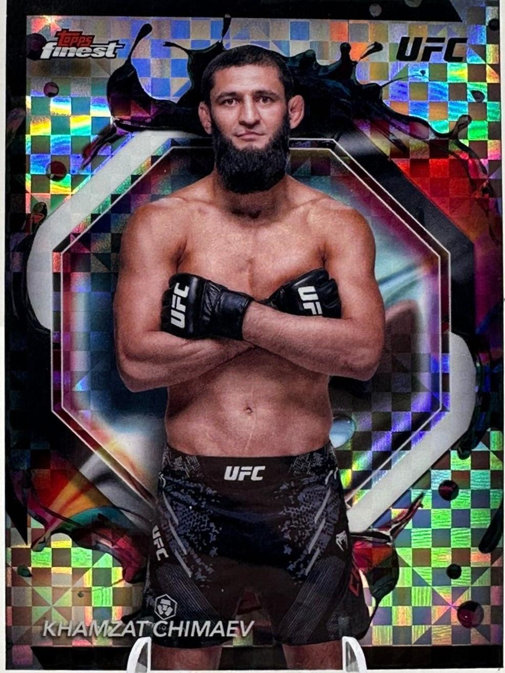 Khamzat Chimaev 2024 Topps Finest UFC Base Rare #212 Checkerboard Refractor
