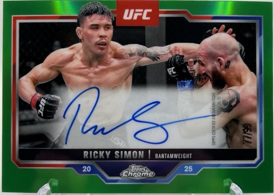 Ricky Simon 2025 Topps Chrome UFC Chrome Veteran Autographs #CVA-RS Green Refractor