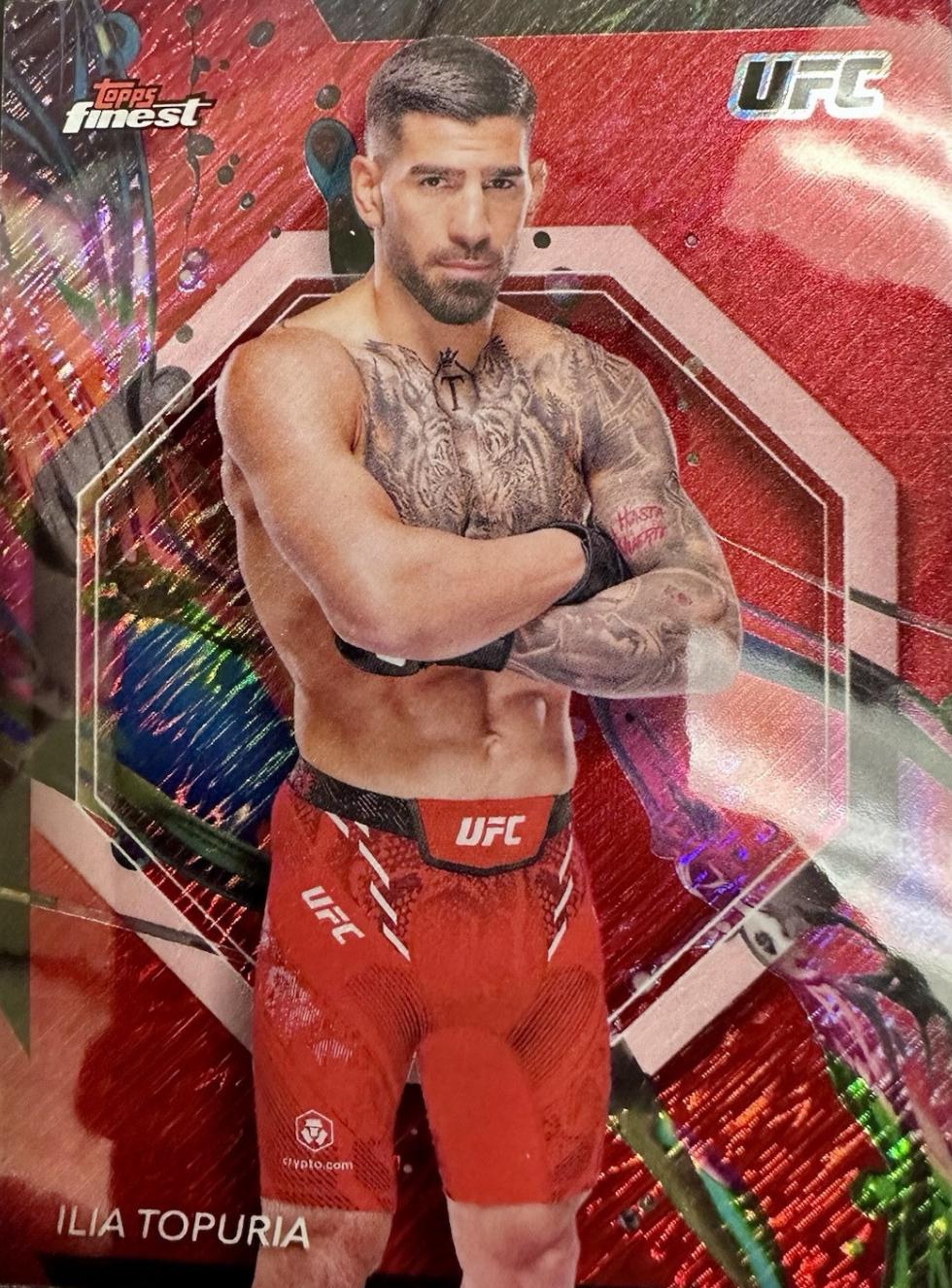 Ilia Topuria 2024 Topps Finest UFC Base Common #100 Red Shimmer Refractor