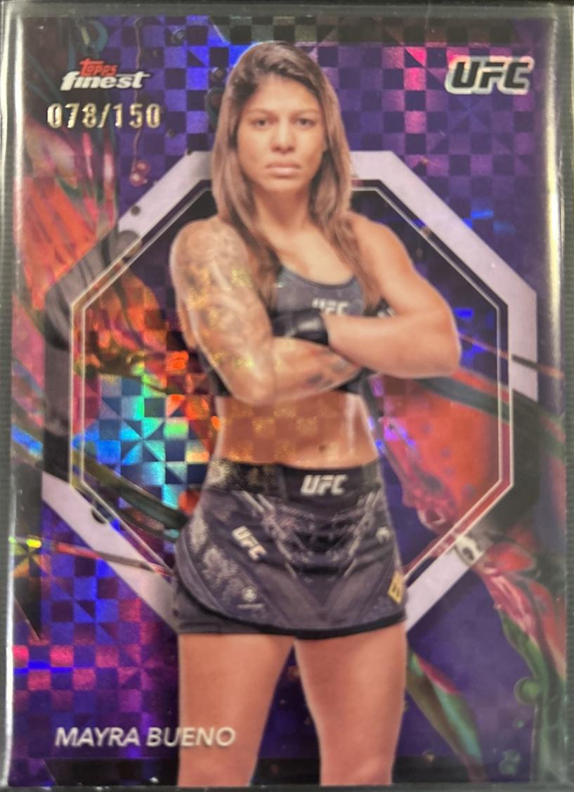 Mayra Bueno 2024 Topps Finest UFC Base Common #5 Purple Checkerboard Refractor