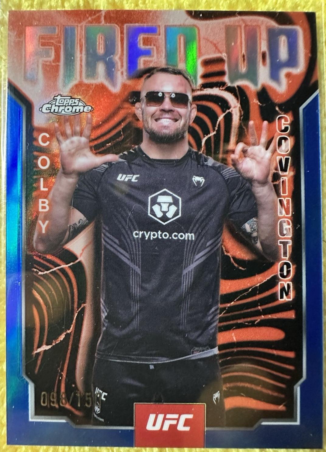 Colby Covington 2025 Topps Chrome UFC Fired Up #FUP-21 Blue Refractor