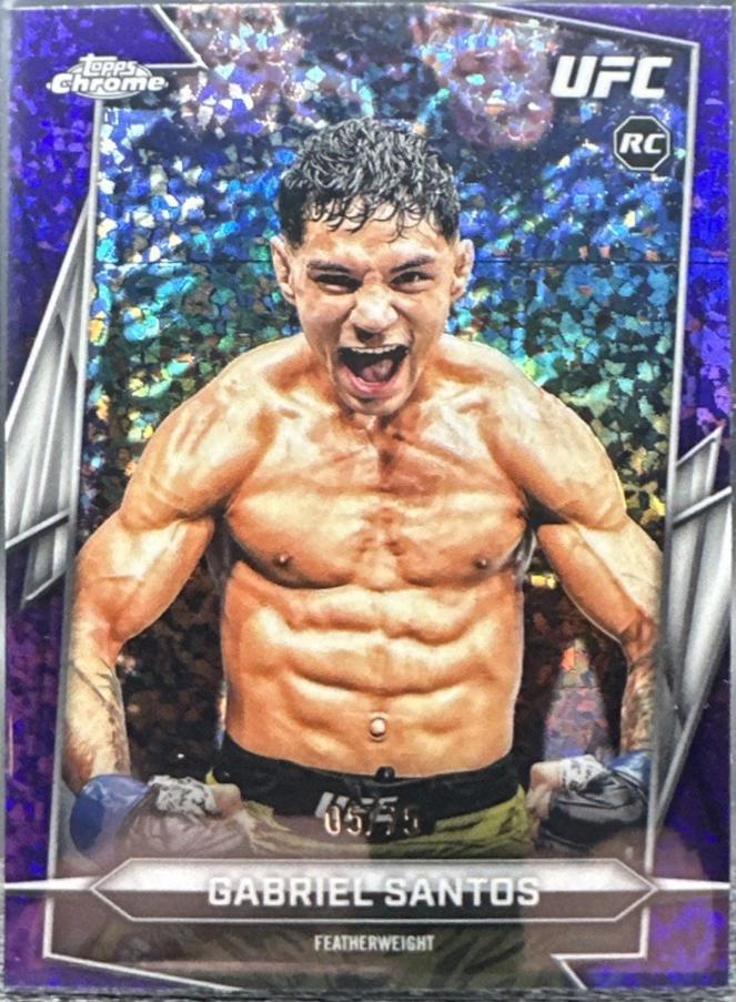 Gabriel Santos 2026 Topps Chrome UFC Base #4 Purple Ray Wave Refractor