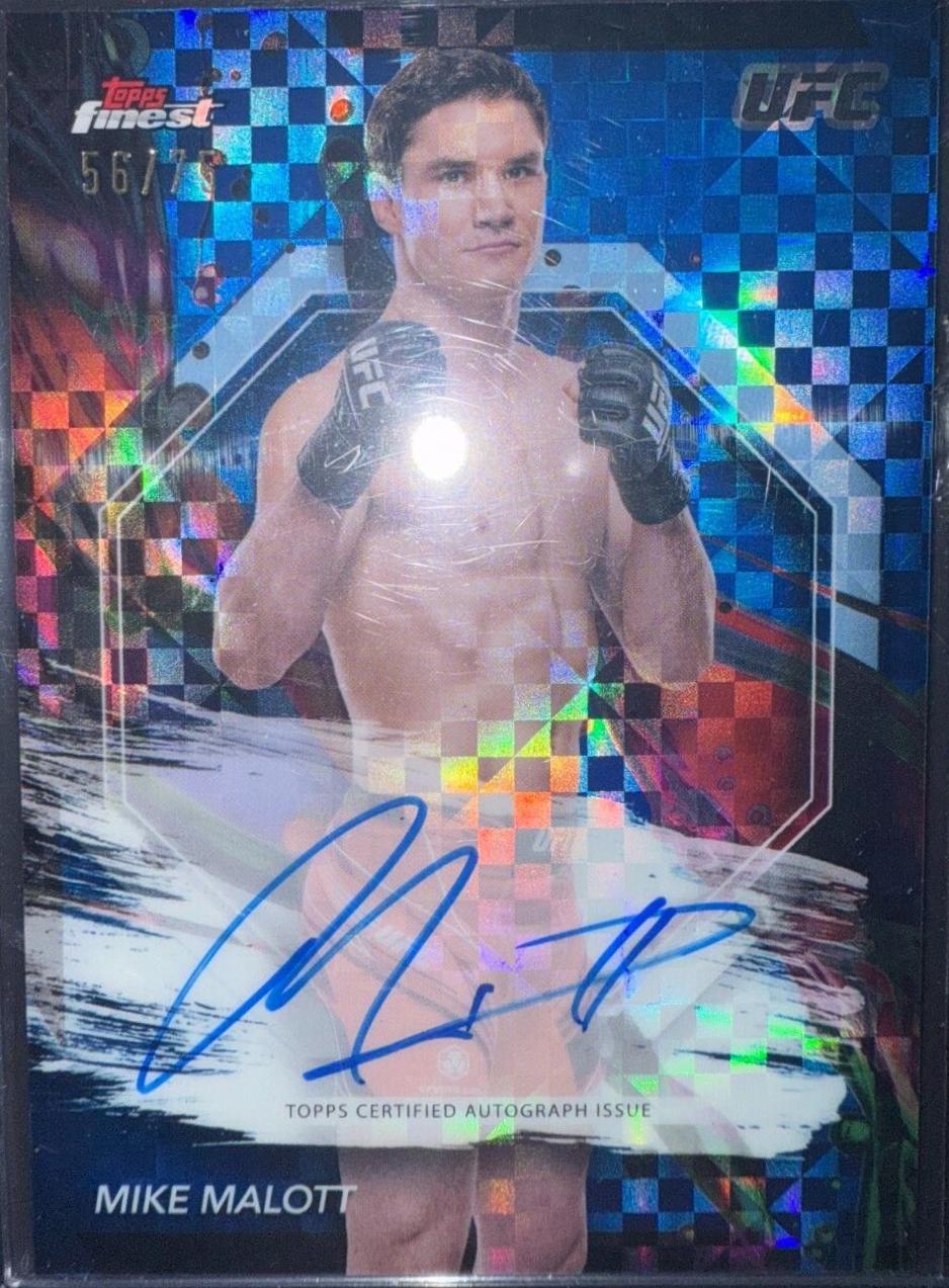 Mike Malott 2024 Topps Finest UFC Finest Autographs #FA-MMT Blue Checkerboard Refractor