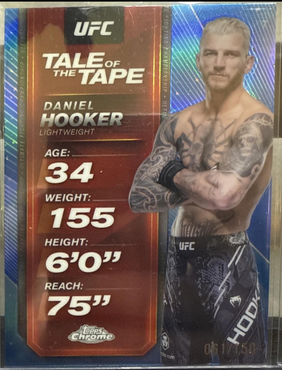Dan Hooker 2025 Topps Chrome UFC Tale of the Tape #TTT-8 Blue Refractor