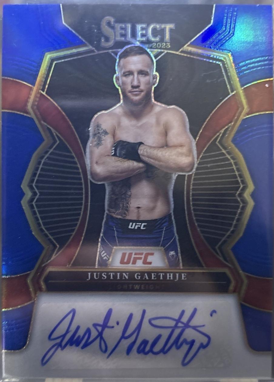 Justin Gaethje 2023 Panini Select UFC Signatures #12 Blue