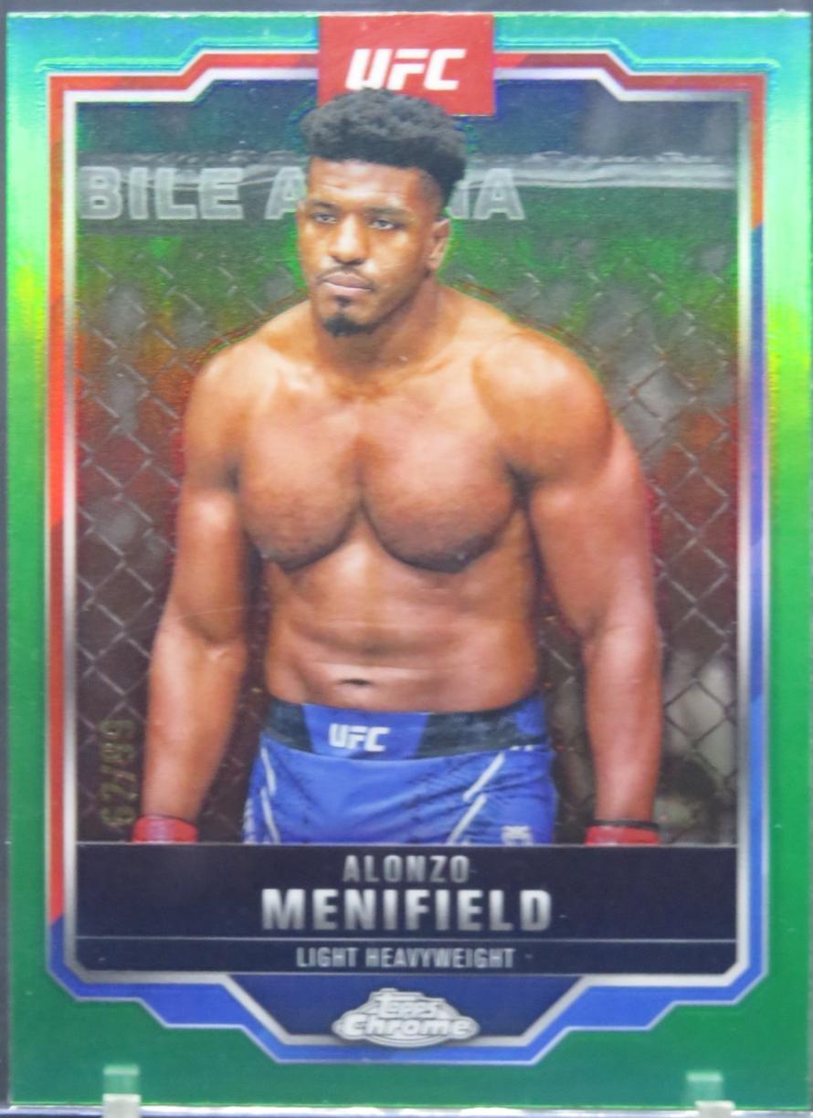 Alonzo Menifield 2025 Topps Chrome UFC Base #159 Green Refractor