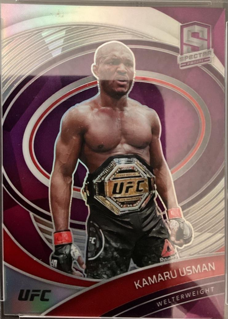 Kamaru Usman 2021 Panini Chronicles UFC Base Spectra #300 Purple