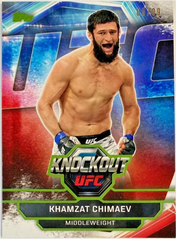 Khamzat Chimaev 2026 Topps Knockout UFC Base #12 Lime Green