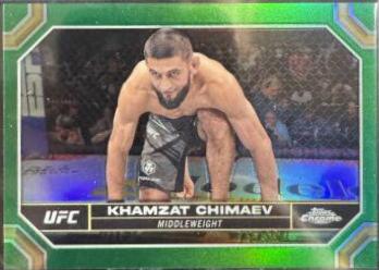 Khamzat Chimaev 2024 Topps Chrome UFC Base #114 Green Refractor