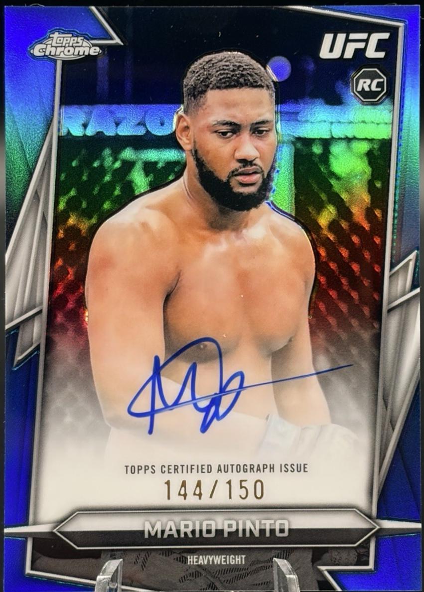 Mario Pinto 2026 Topps Chrome UFC Base Autographs #BAV-MO Blue Refractor