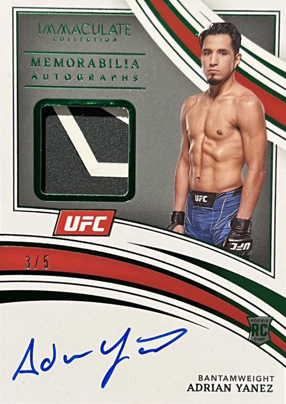 Adrian Yanez 2022 Panini Immaculate UFC Rookie Memorabilia Autographs #109 Green