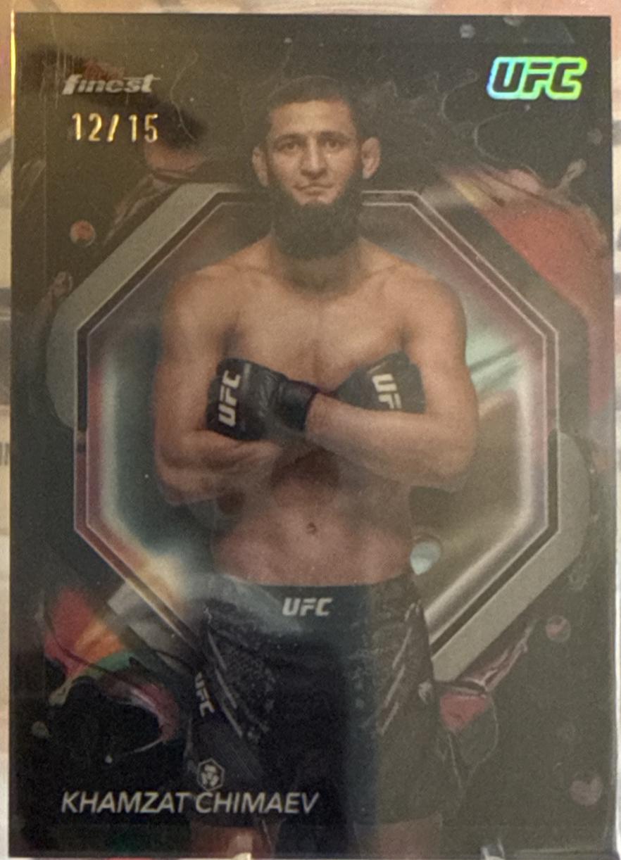 Khamzat Chimaev 2024 Topps Finest UFC Base Rare #212 Black Refractor