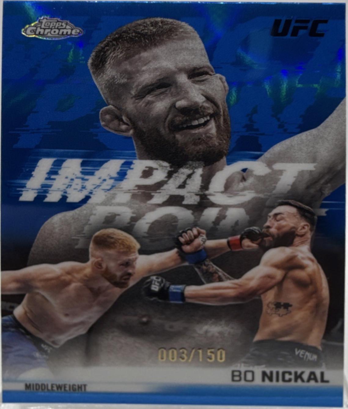 Bo Nickal 2026 Topps Chrome UFC Impact Point #IP-15 Blue Refractor