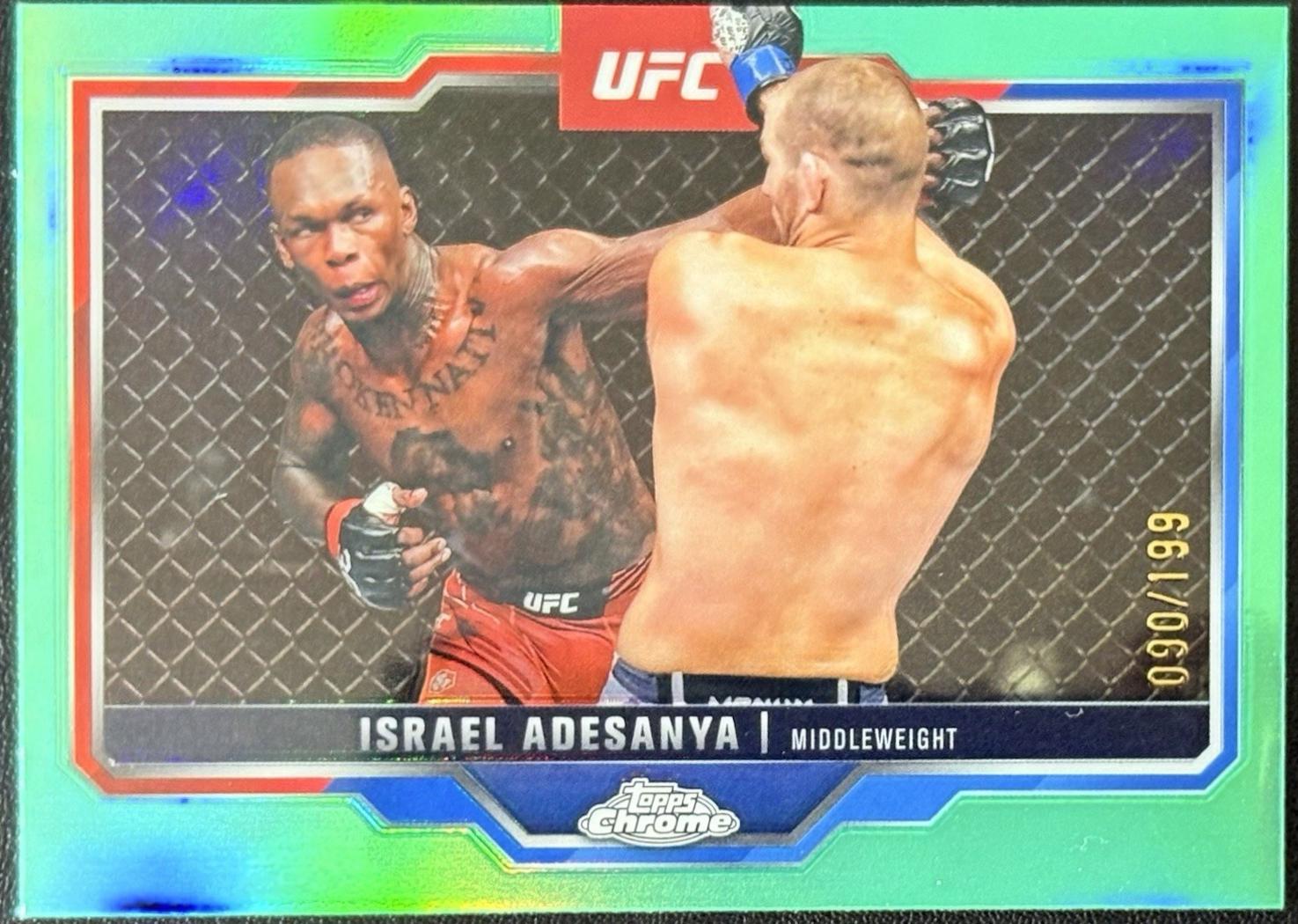 Israel Adesanya 2025 Topps Chrome UFC Base #3 Aqua Refractor
