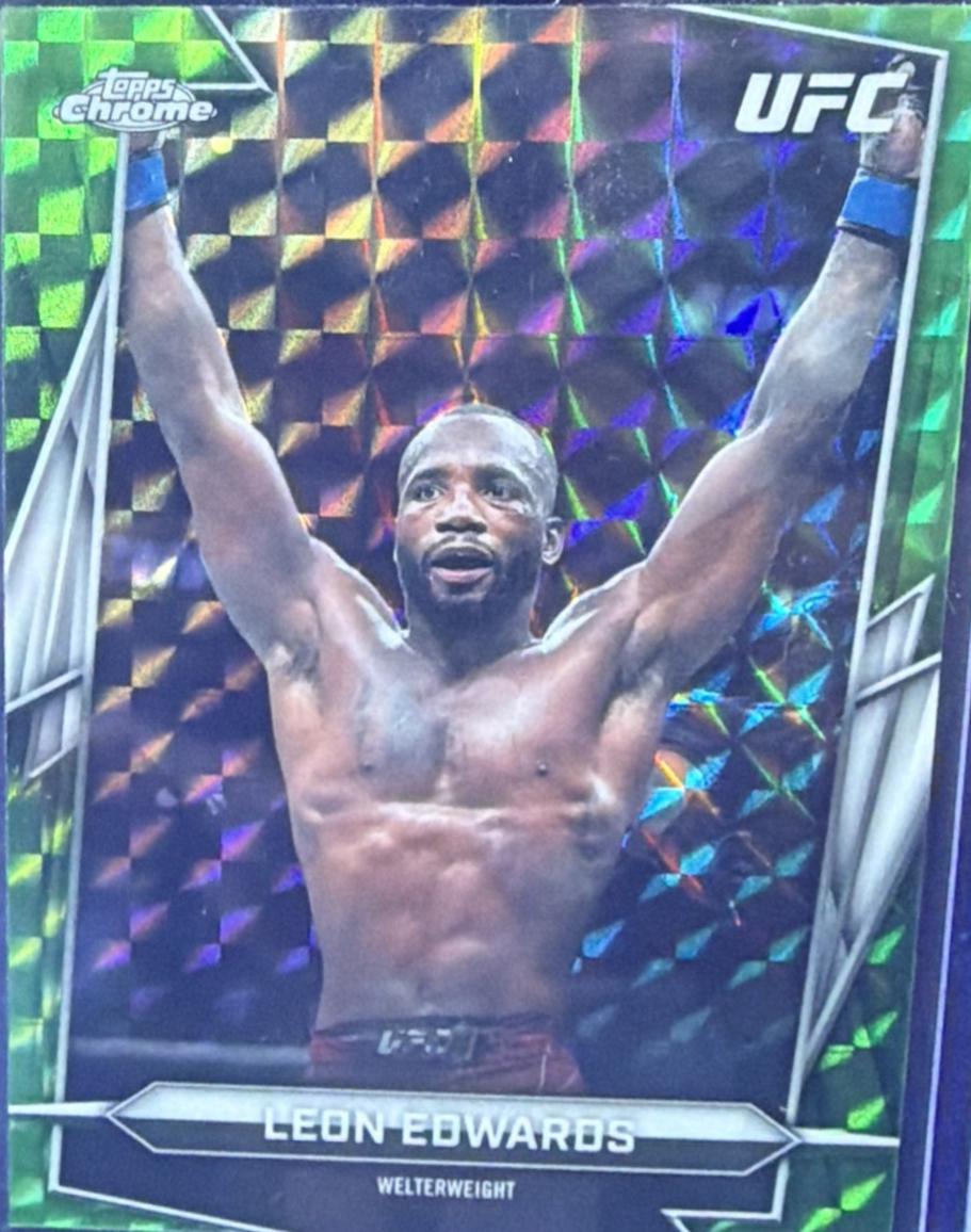 Leon Edwards 2026 Topps Chrome UFC Base #6 Green Geometric Refractor