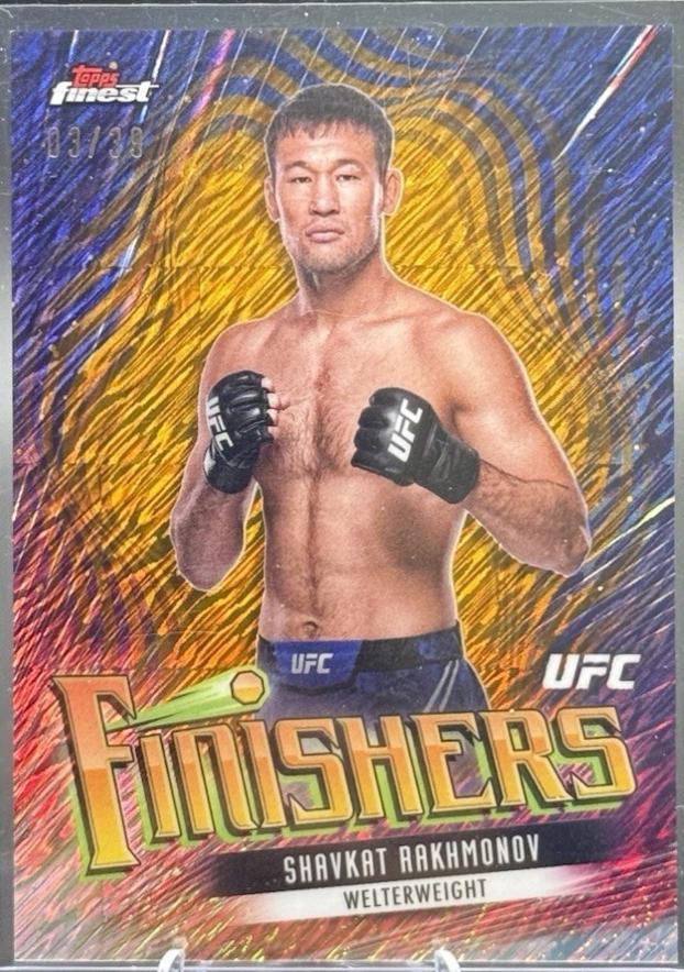 Shavkat Rakhmonov 2024 Topps Finest UFC Finishers #FIN-12 Gold Shimmer Refractor