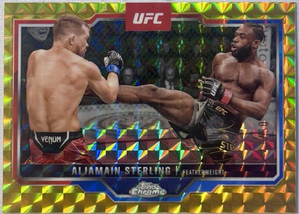 Aljamain Sterling 2025 Topps Chrome UFC Base #64 Gold Geometric Refractor