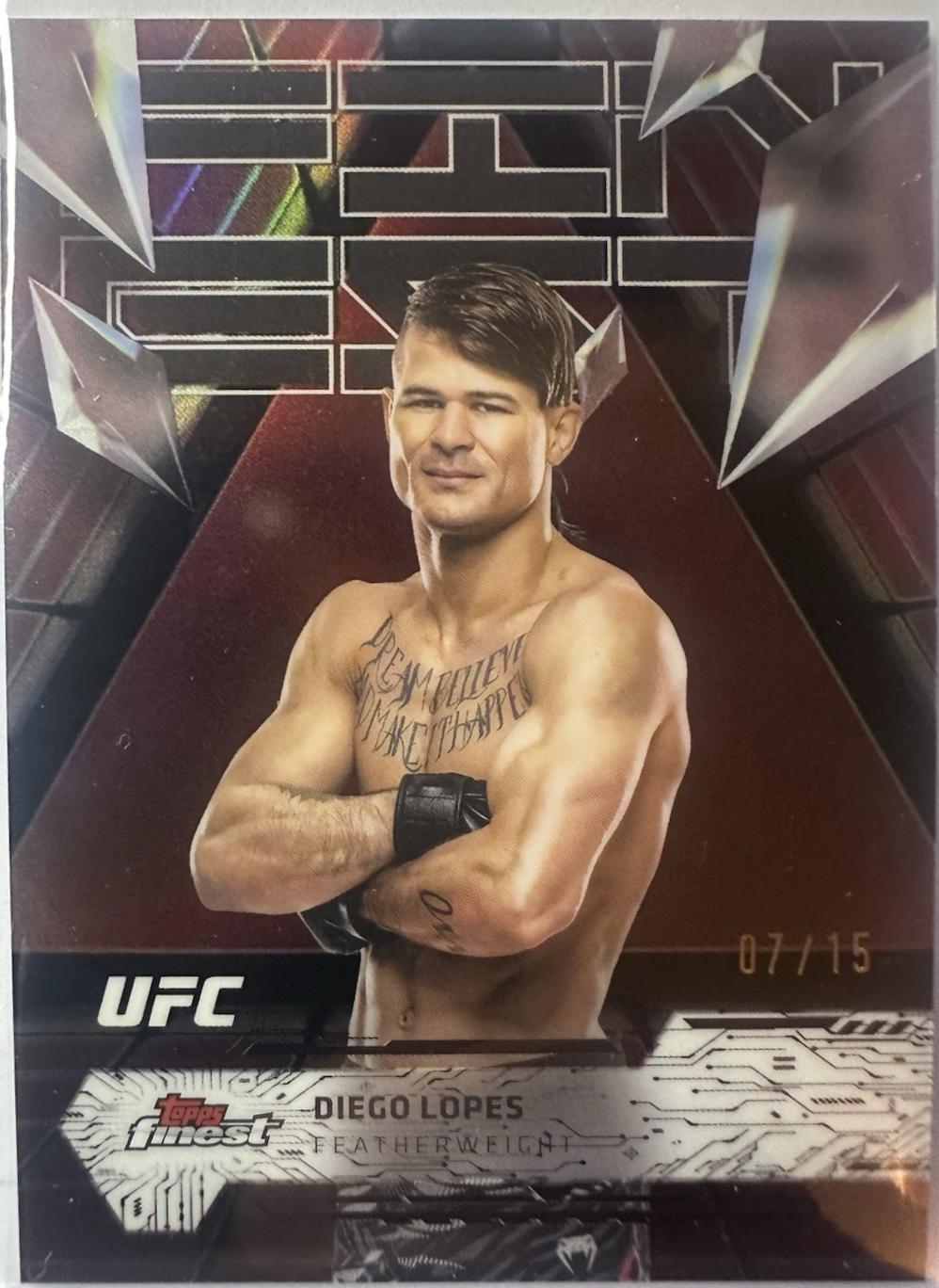 Diego Lopes 2025 Topps Finest UFC Base Uncommon #104 Red Black Vapor Refractor