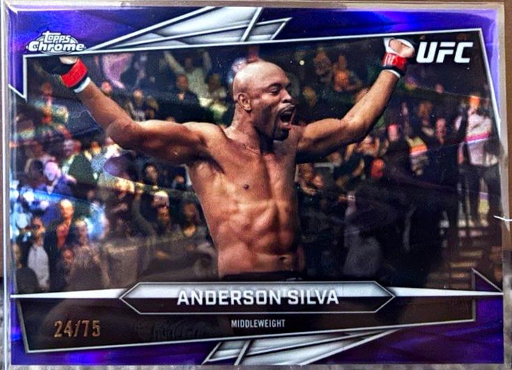 Anderson Silva 2026 Topps Chrome UFC Base #14 Purple Ray Wave Refractor