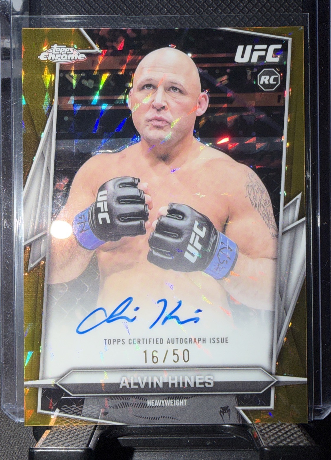 Alvin Hines 2026 Topps Chrome UFC Base Autographs #BAV-AV Gold Geometric Refractor