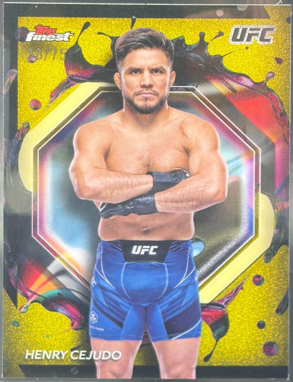 Henry Cejudo 2024 Topps Finest UFC Base Common #13 Yellow Glitter Refractor