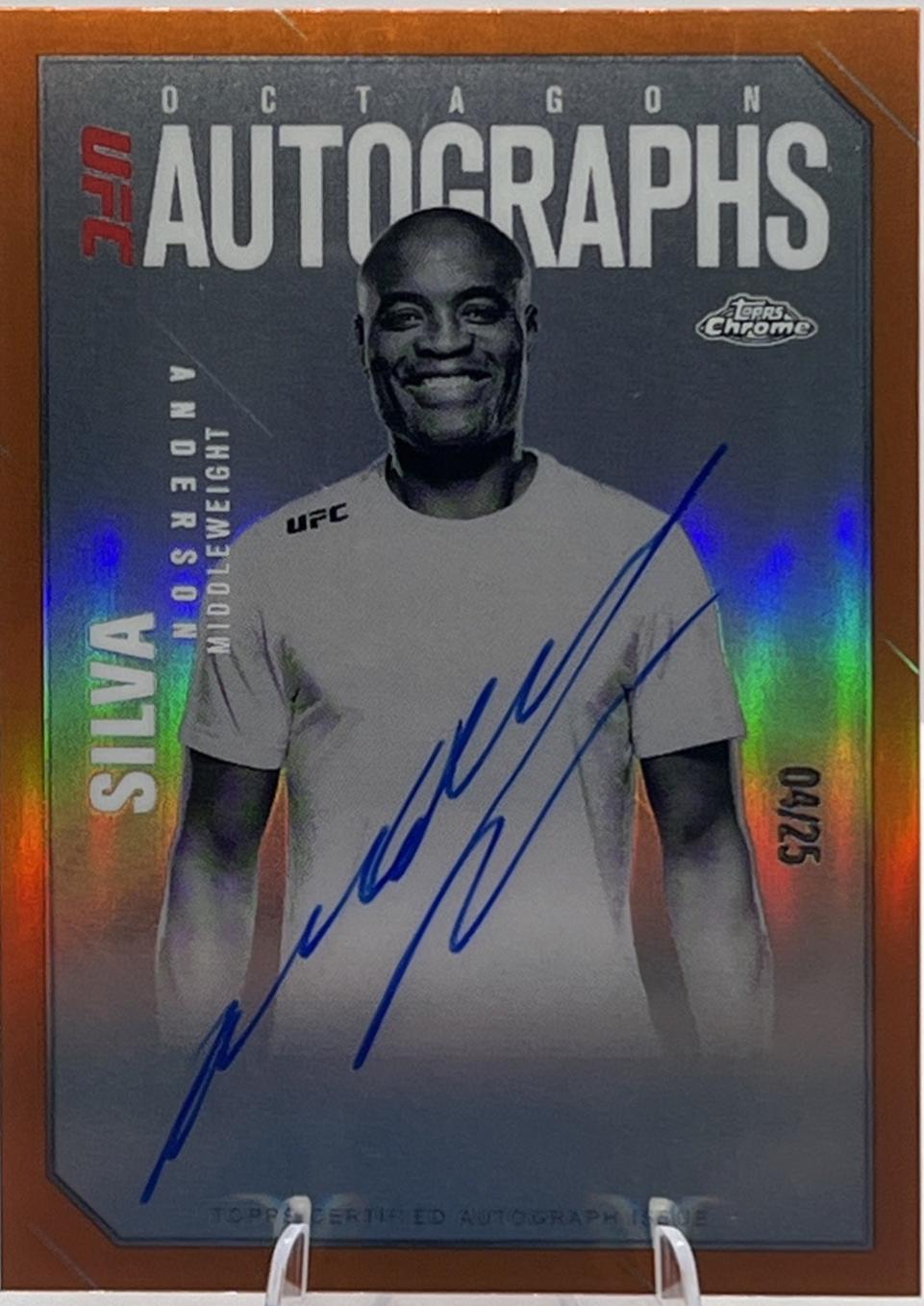 Anderson Silva 2025 Topps Chrome UFC Octagon Legends Autographs #OLA-AS Orange Refractor