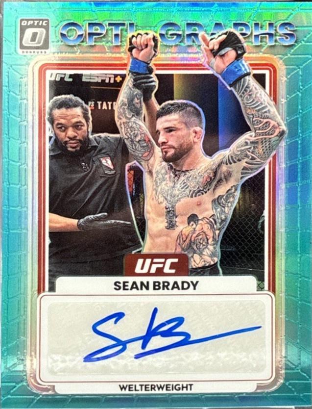 Sean Brady 2023 Panini Donruss Optic UFC Opti-Graphs #9 Teal Autograph