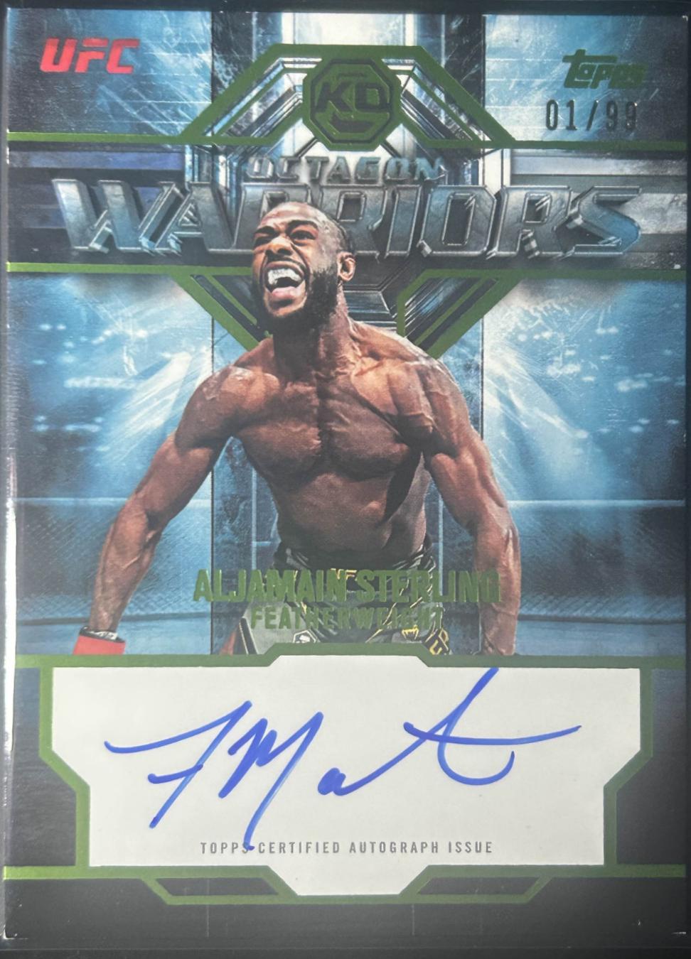 Aljamain Sterling 2026 Topps Knockout UFC Octagon Warriors #OWS-AL Lime Green