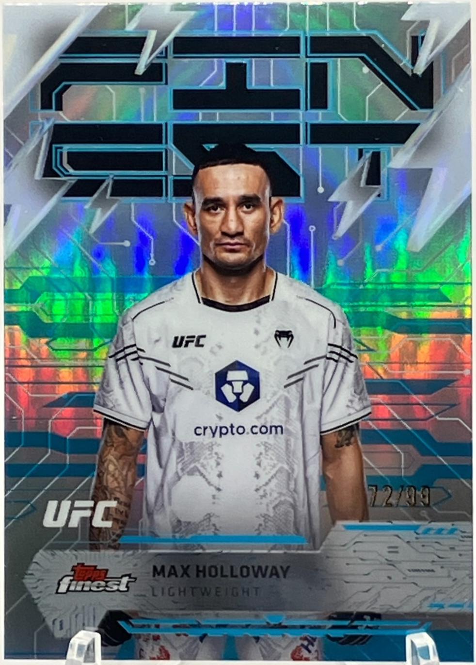 Max Holloway 2025 Topps Finest UFC Base Rare #206 Blue Refractor