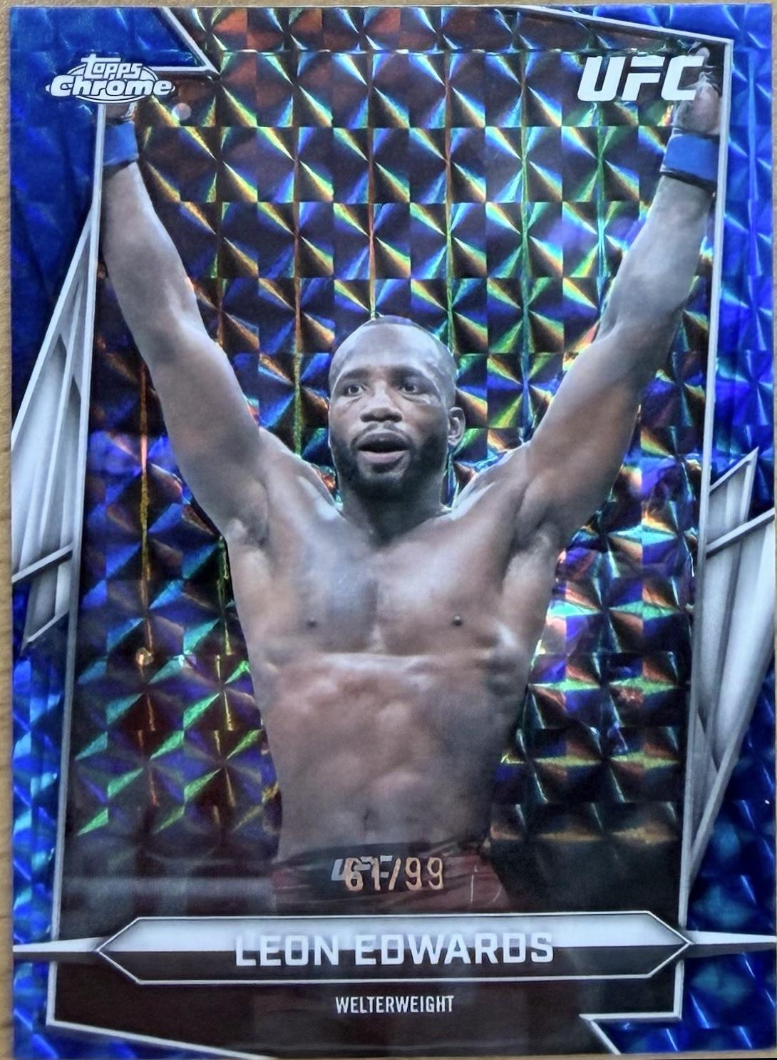 Leon Edwards 2026 Topps Chrome UFC Base #6 Blue Geometric Refractor