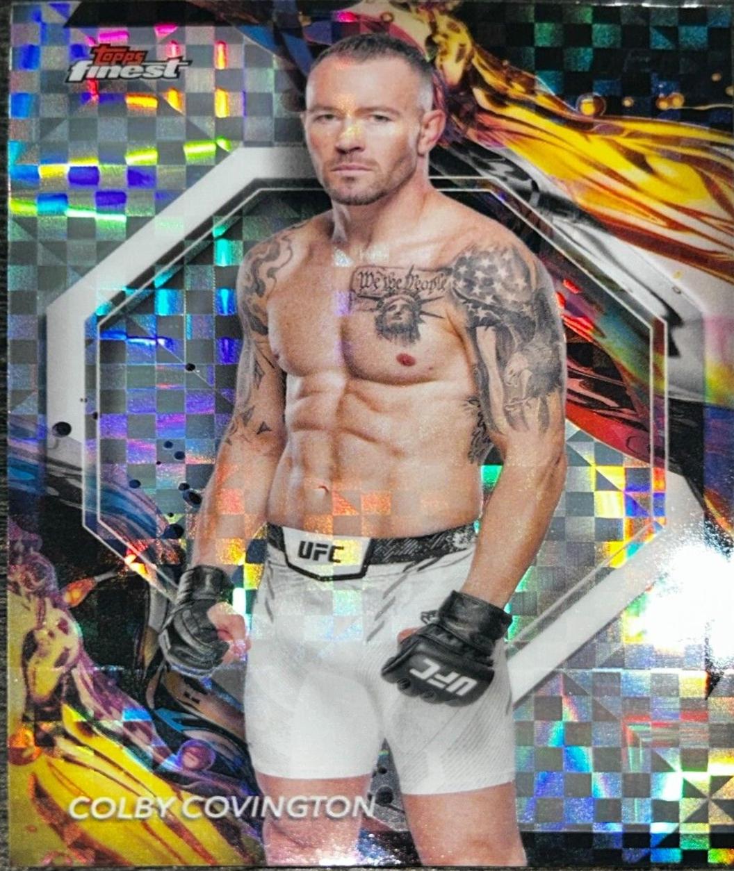 Colby Covington 2024 Topps Finest UFC Base Uncommon #107 Checkerboard Refractor