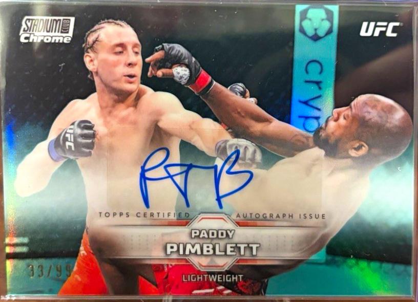 Paddy Pimblett 2026 Topps Stadium Club UFC Chrome Autographs #CAV-PPT Turquoise Refractor