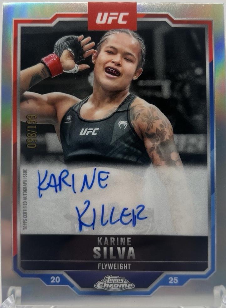 Karine Silva 2025 Topps Chrome UFC Chrome Veteran Autographs #CVA-KS Refractor
